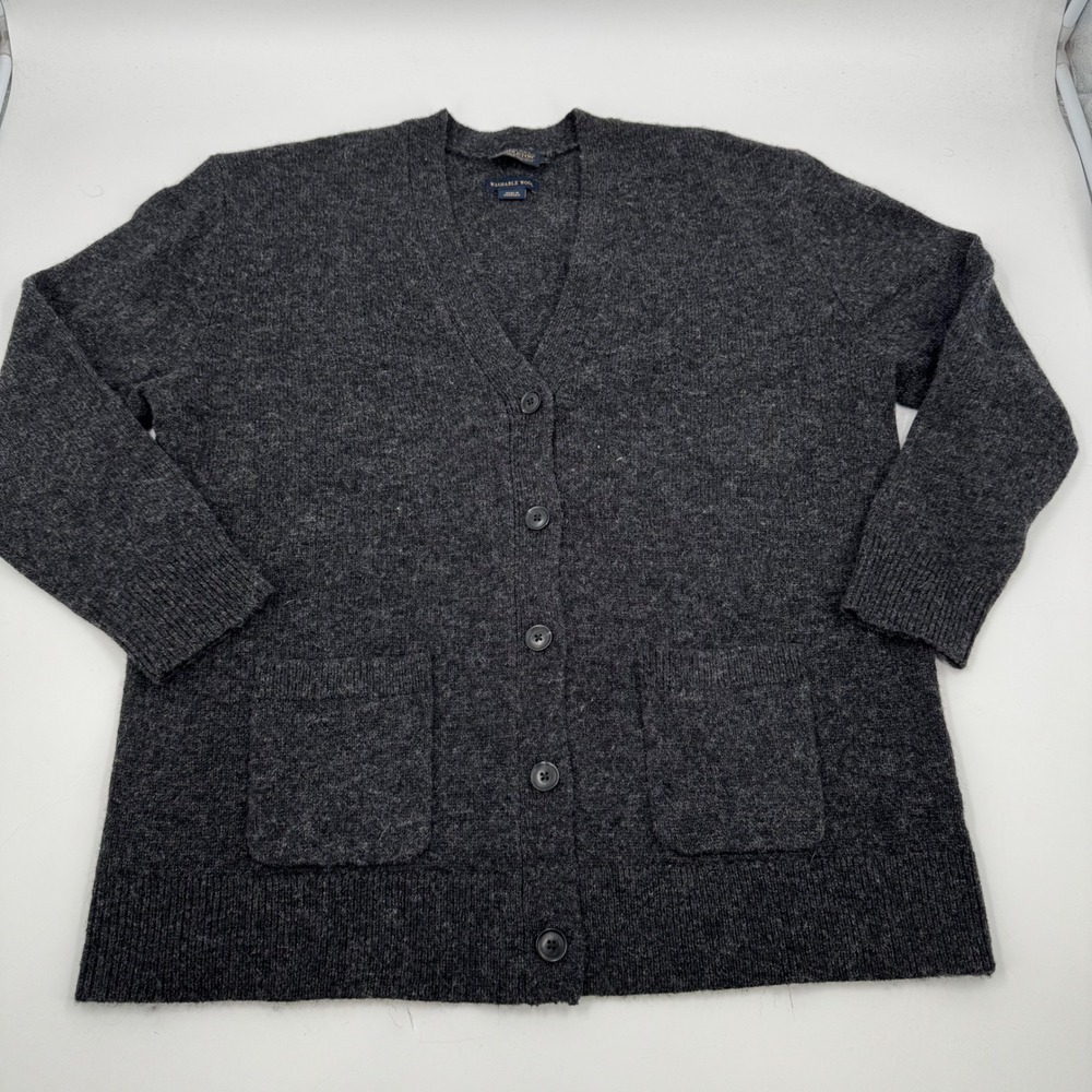 Pendleton Washable Wool Cardigan Sweater Pockets Gray Womens Size L